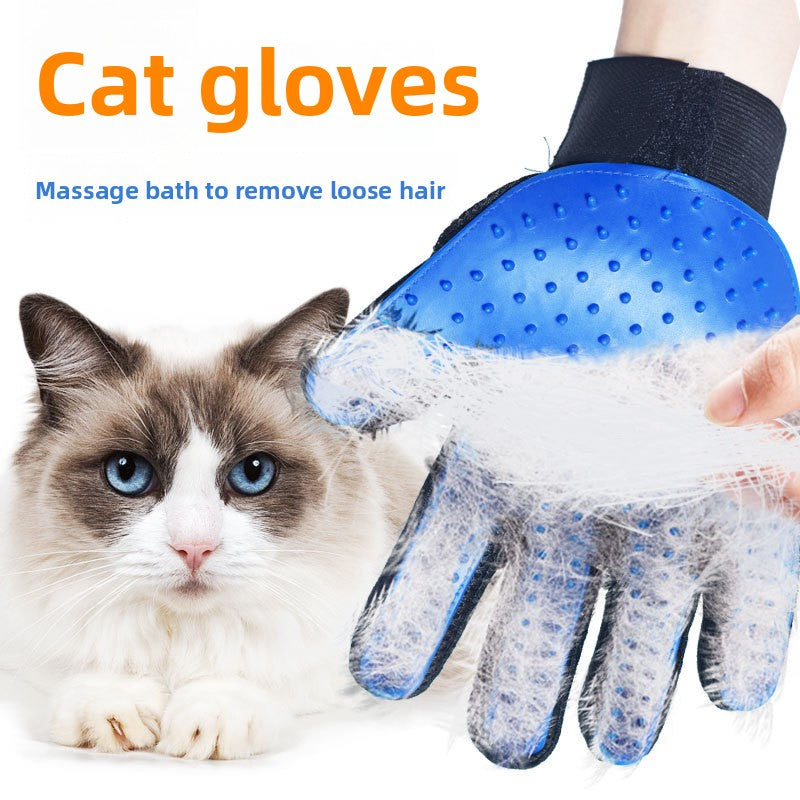 Cat Petting Gloves with Rubber Bristles for Removing Loose Fur and Grooming Pets