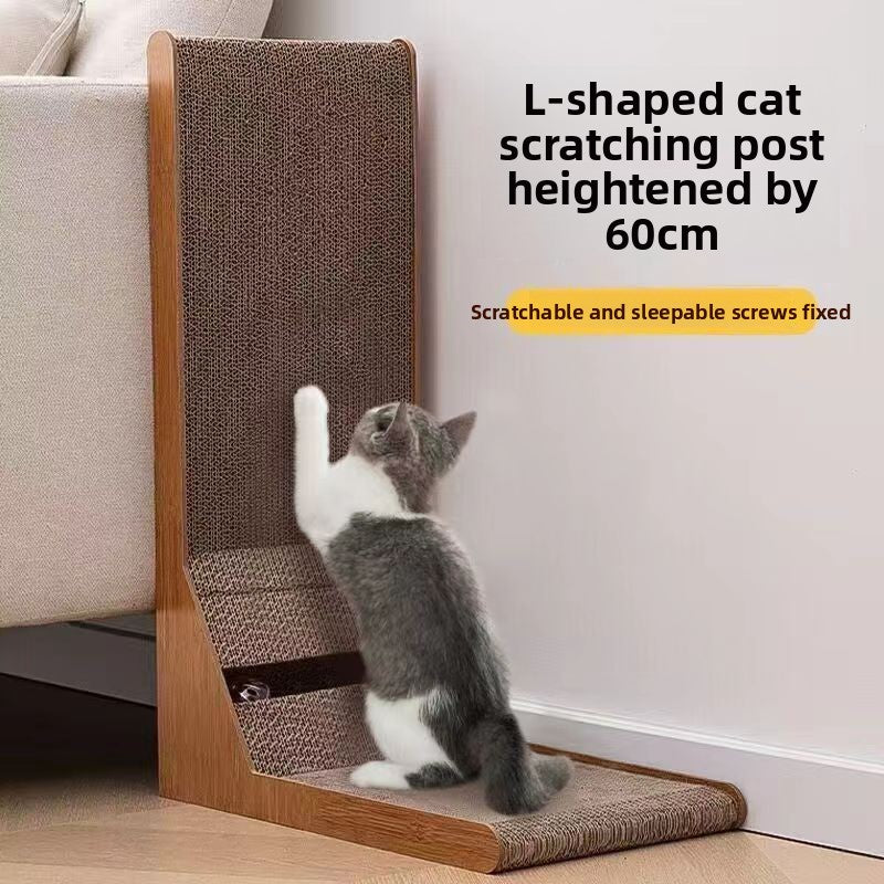 L-Shaped Vertical Cat Scratching Board – Non-Shedding with Free Catnip
