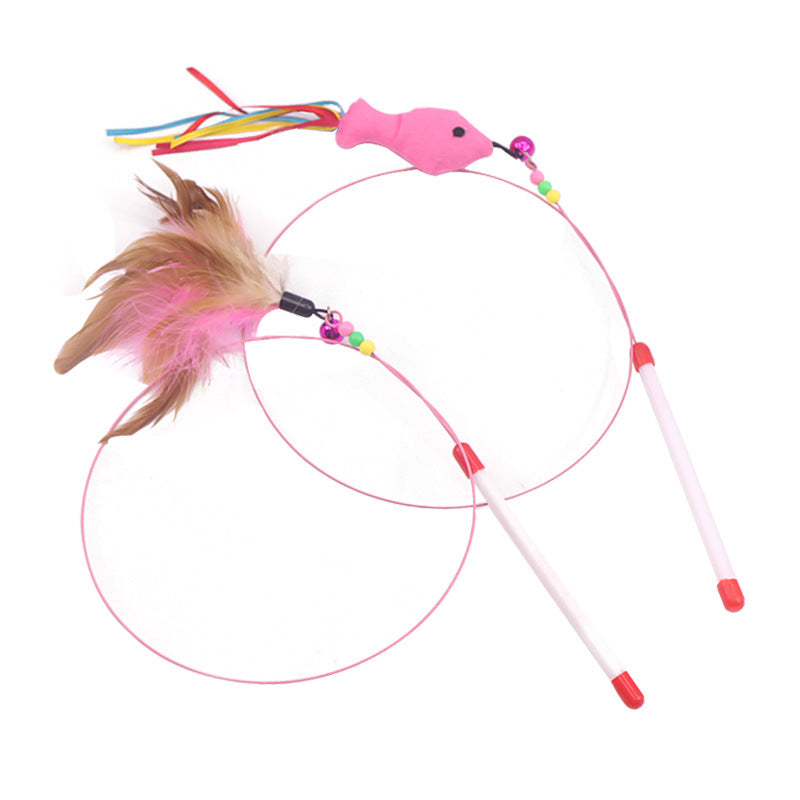 Pet wire feather bell cat toy