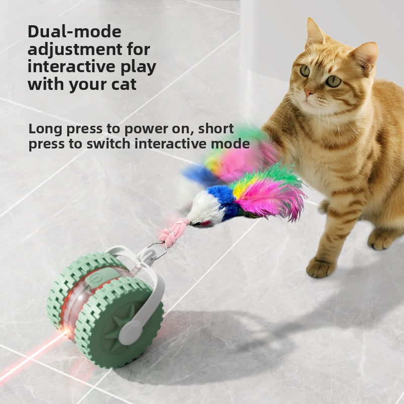Smart Laser Cat Toy – Auto-Rotating Electric Teaser Ball with Feather Wand