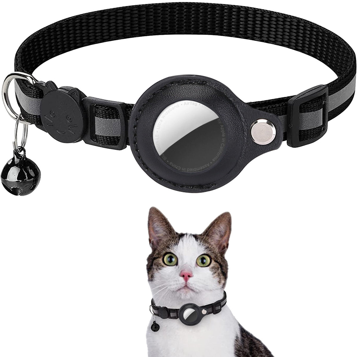 Pet Airtag Cat Collar Anti-loss Positioning Tracking Kitten Reflective Bell Neck Ring
