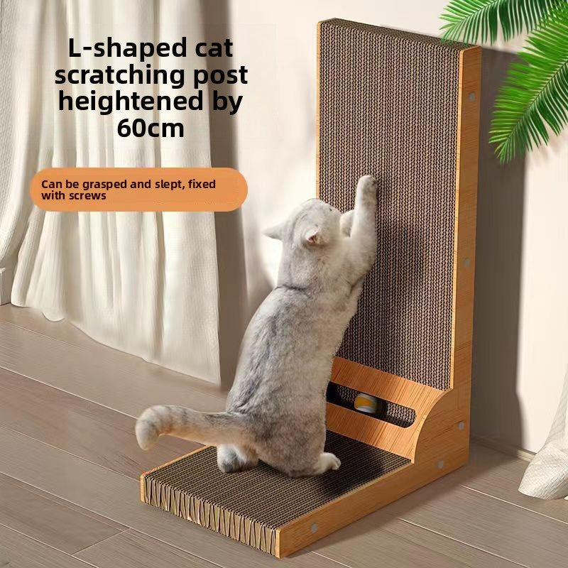 L-Shaped Vertical Cat Scratching Board – Non-Shedding with Free Catnip