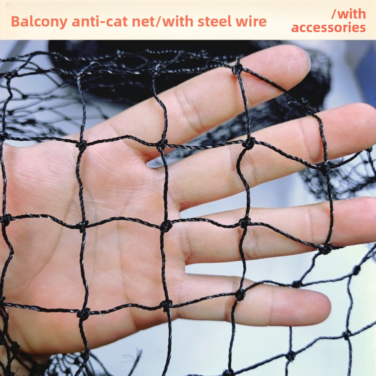 Steel Reinforced Balcony Safety Net for Pets
