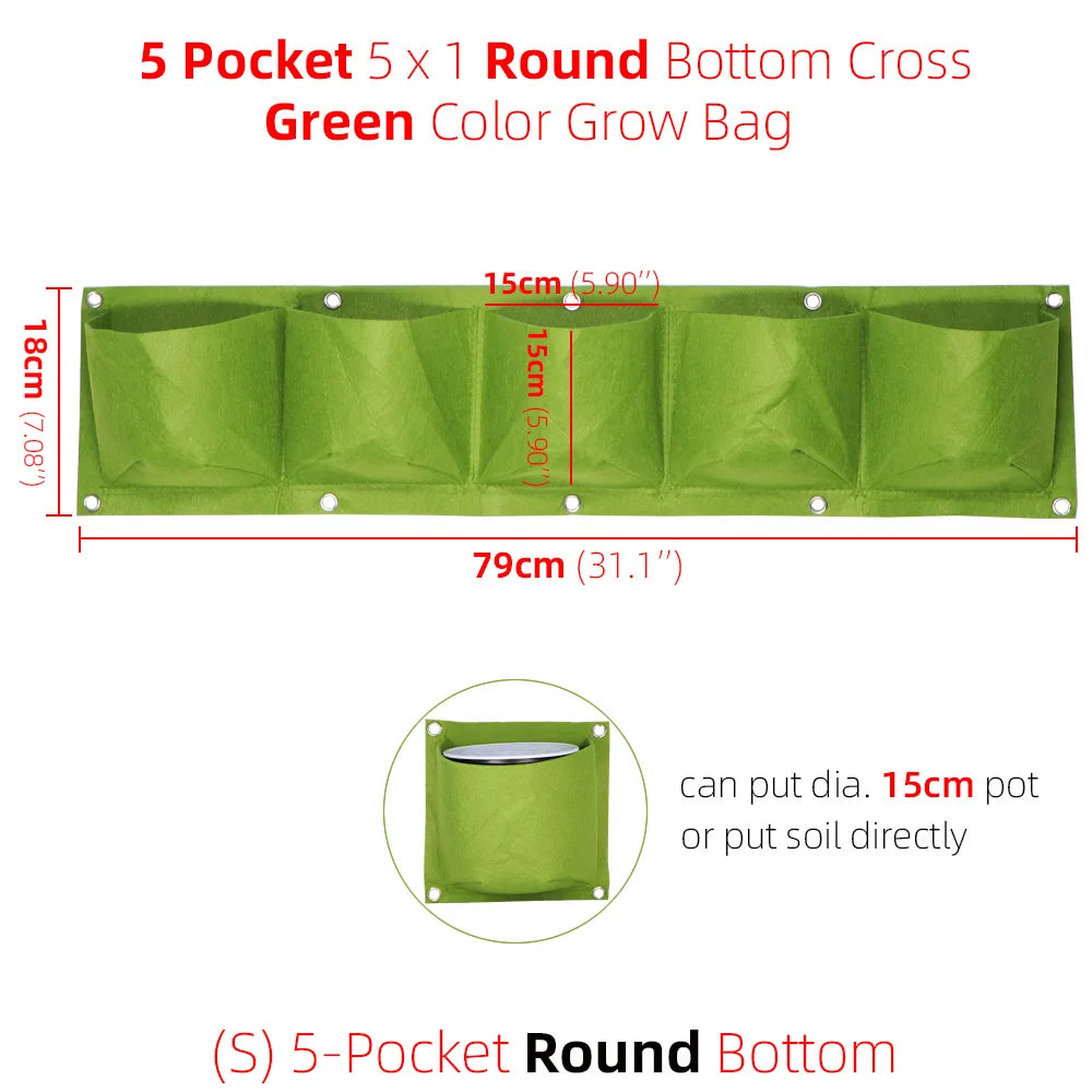 1-6 Pockets Green Grow Bags Vertical Cross Wall Hanging Planting Bags Planter Garden Vegetables Living Garden Bag Home Supplies