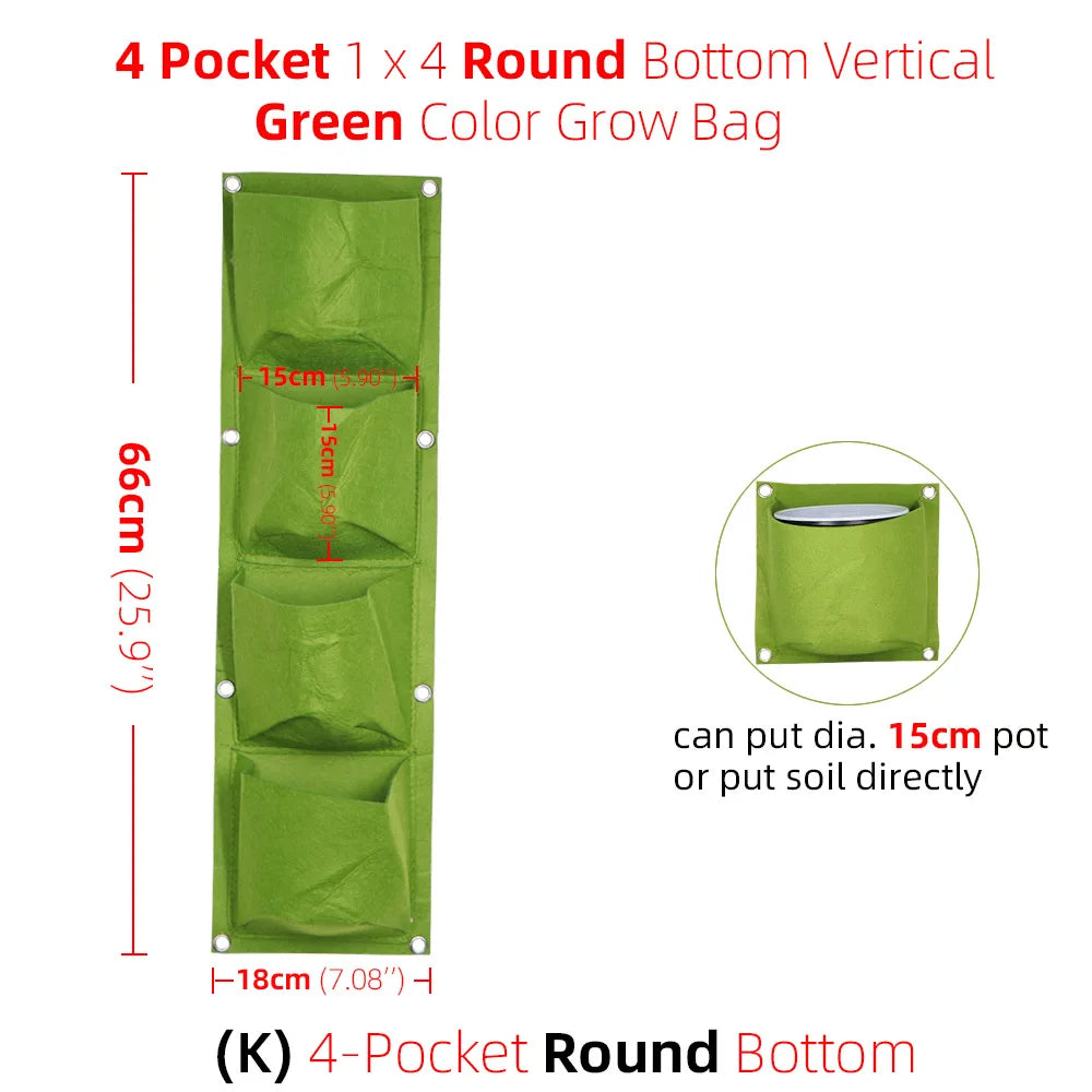 1-6 Pockets Green Grow Bags Vertical Cross Wall Hanging Planting Bags Planter Garden Vegetables Living Garden Bag Home Supplies
