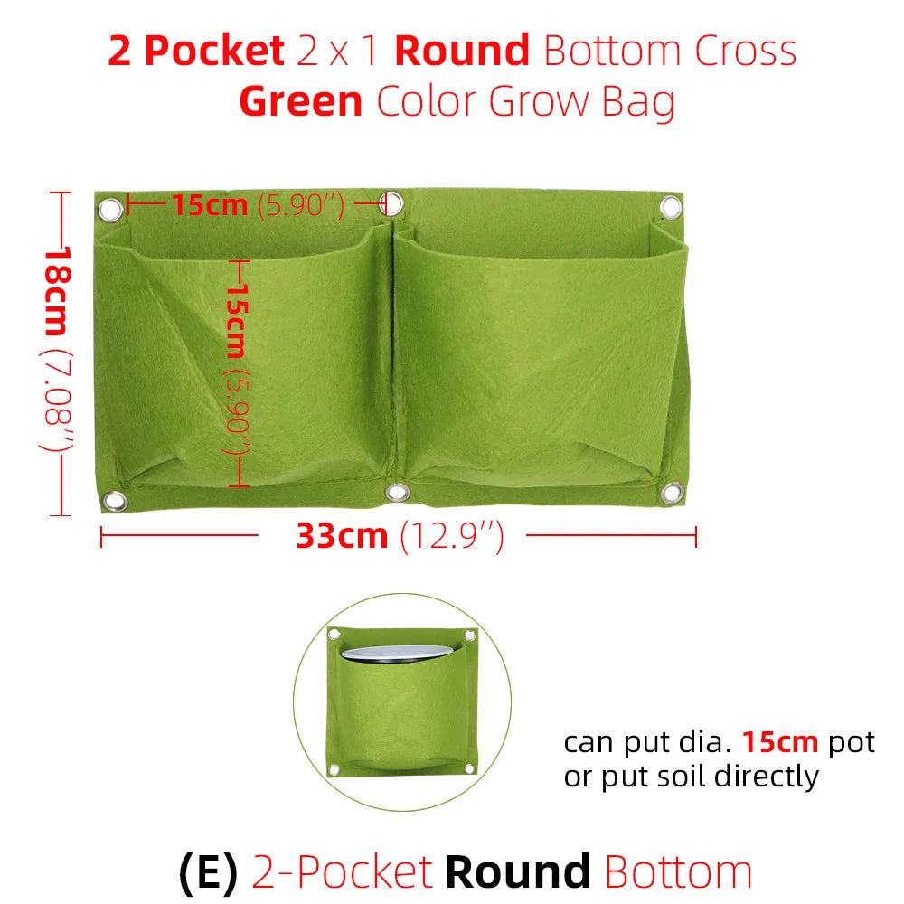 1-6 Pockets Green Grow Bags Vertical Cross Wall Hanging Planting Bags Planter Garden Vegetables Living Garden Bag Home Supplies