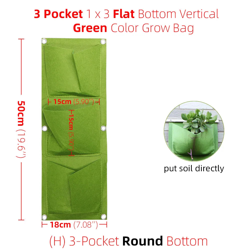 1-6 Pockets Green Grow Bags Vertical Cross Wall Hanging Planting Bags Planter Garden Vegetables Living Garden Bag Home Supplies