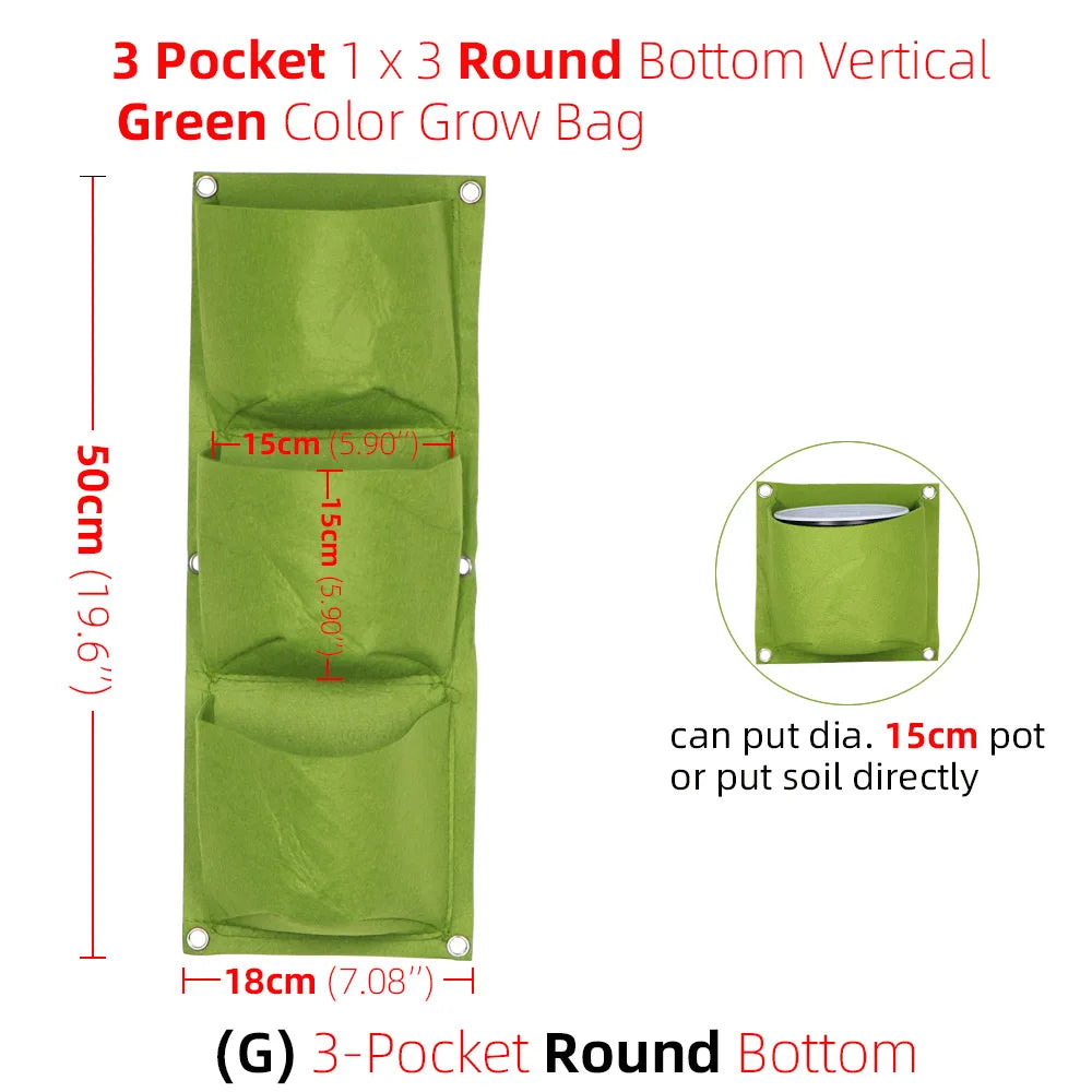 1-6 Pockets Green Grow Bags Vertical Cross Wall Hanging Planting Bags Planter Garden Vegetables Living Garden Bag Home Supplies