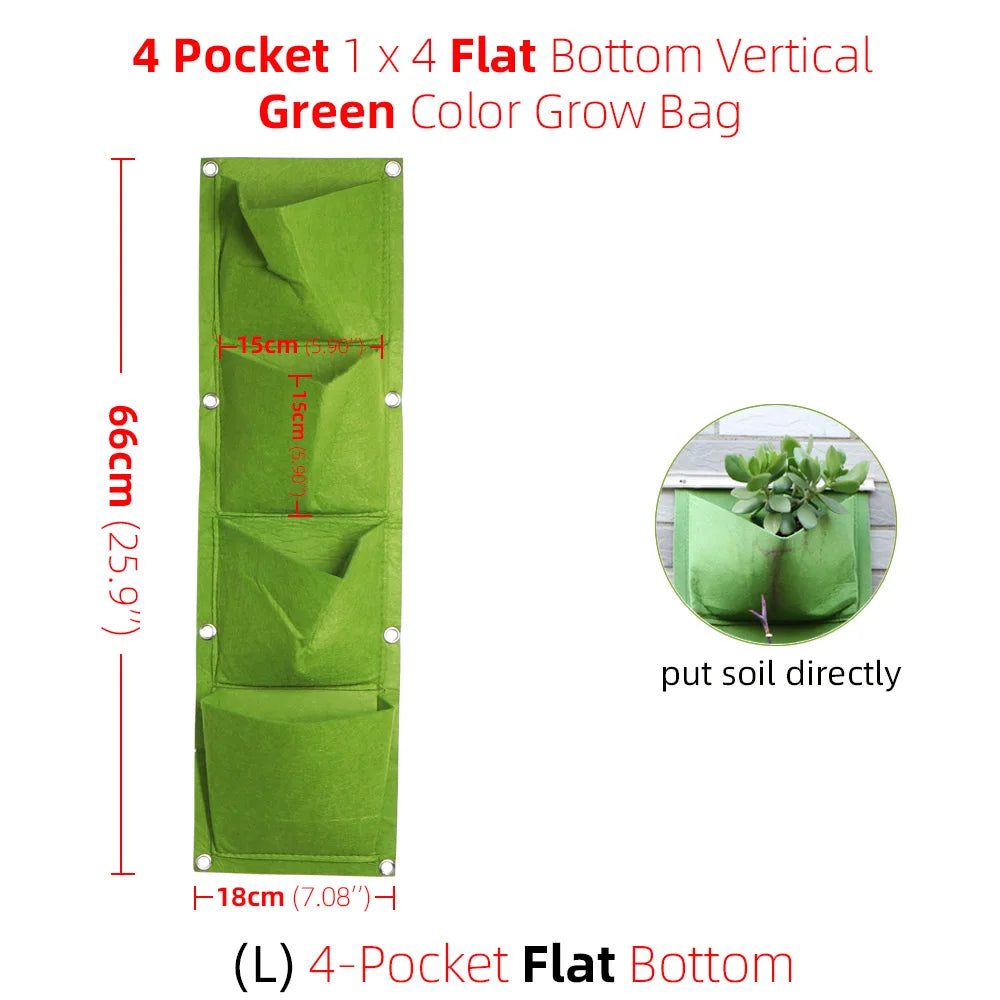 1-6 Pockets Green Grow Bags Vertical Cross Wall Hanging Planting Bags Planter Garden Vegetables Living Garden Bag Home Supplies
