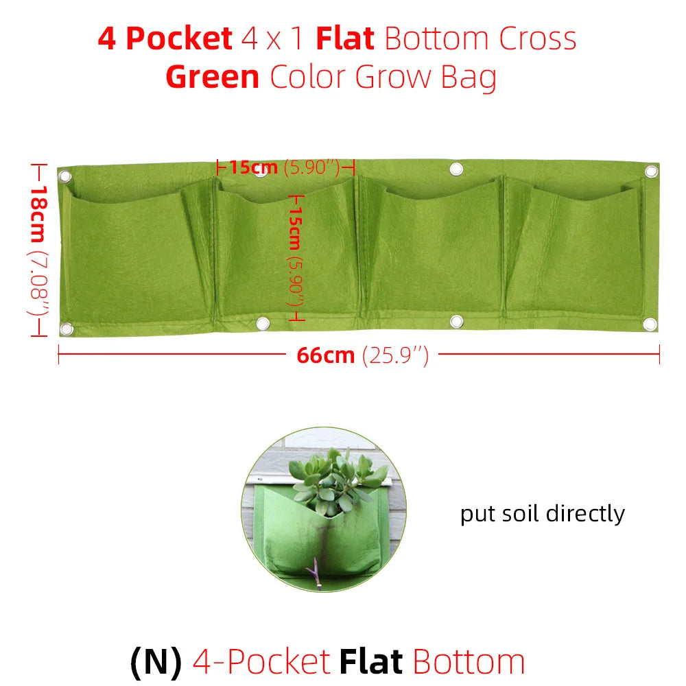 1-6 Pockets Green Grow Bags Vertical Cross Wall Hanging Planting Bags Planter Garden Vegetables Living Garden Bag Home Supplies
