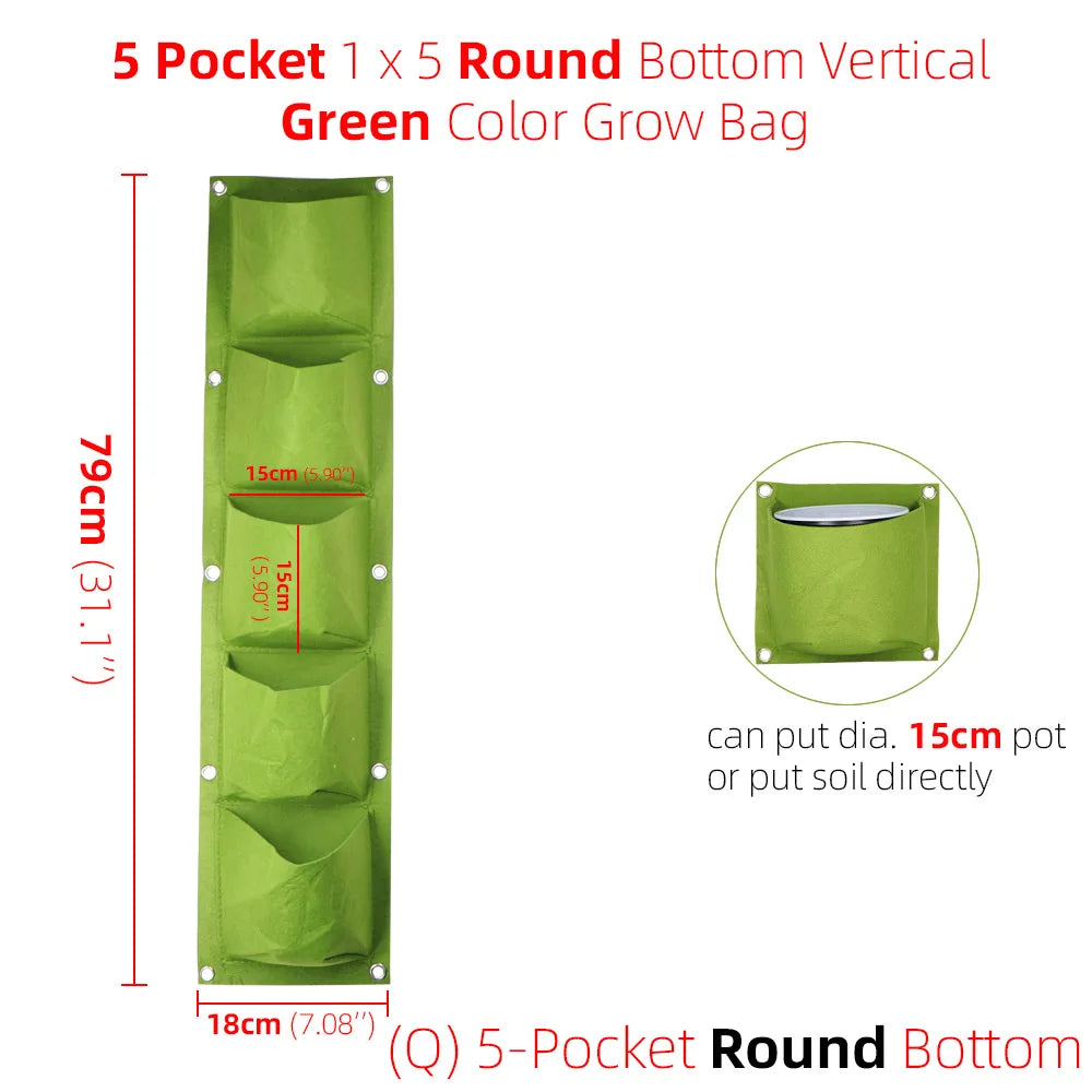 1-6 Pockets Green Grow Bags Vertical Cross Wall Hanging Planting Bags Planter Garden Vegetables Living Garden Bag Home Supplies