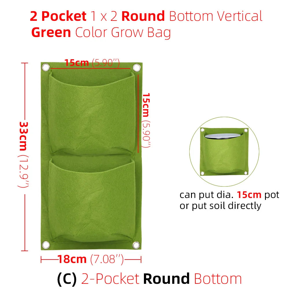 1-6 Pockets Green Grow Bags Vertical Cross Wall Hanging Planting Bags Planter Garden Vegetables Living Garden Bag Home Supplies