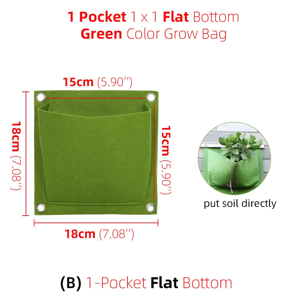 1-6 Pockets Green Grow Bags Vertical Cross Wall Hanging Planting Bags Planter Garden Vegetables Living Garden Bag Home Supplies