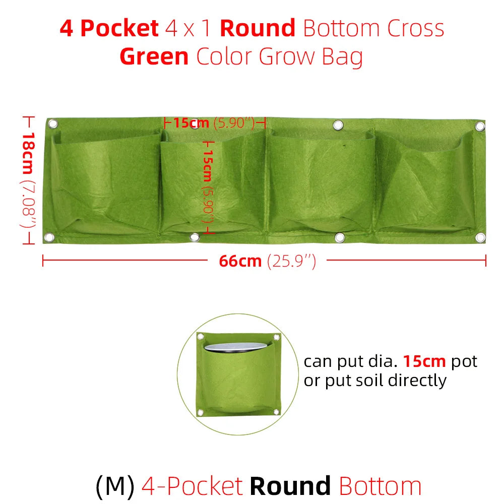 1-6 Pockets Green Grow Bags Vertical Cross Wall Hanging Planting Bags Planter Garden Vegetables Living Garden Bag Home Supplies