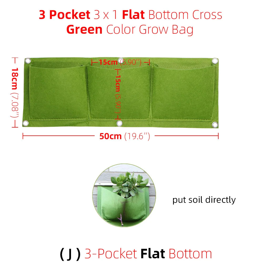 1-6 Pockets Green Grow Bags Vertical Cross Wall Hanging Planting Bags Planter Garden Vegetables Living Garden Bag Home Supplies