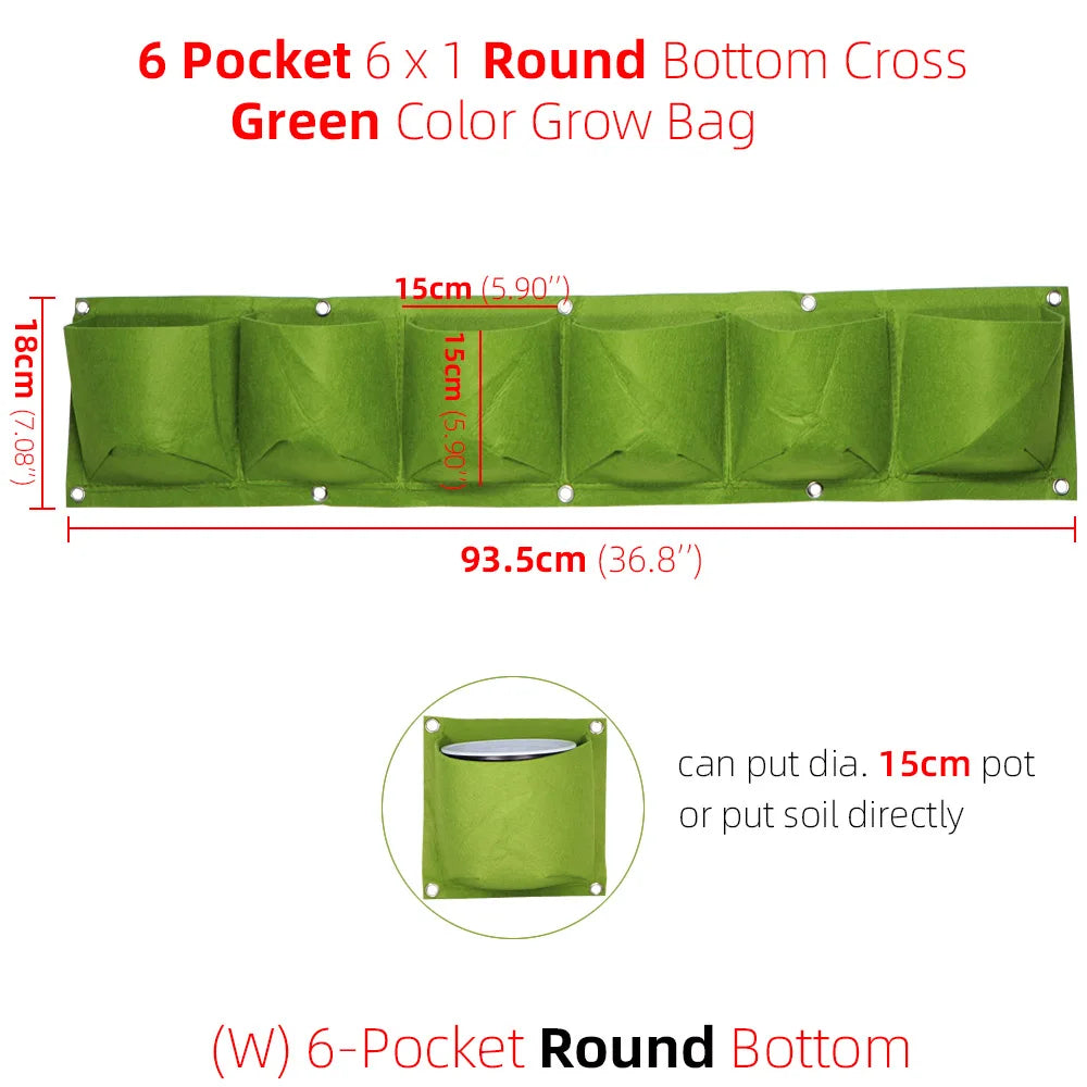 1-6 Pockets Green Grow Bags Vertical Cross Wall Hanging Planting Bags Planter Garden Vegetables Living Garden Bag Home Supplies