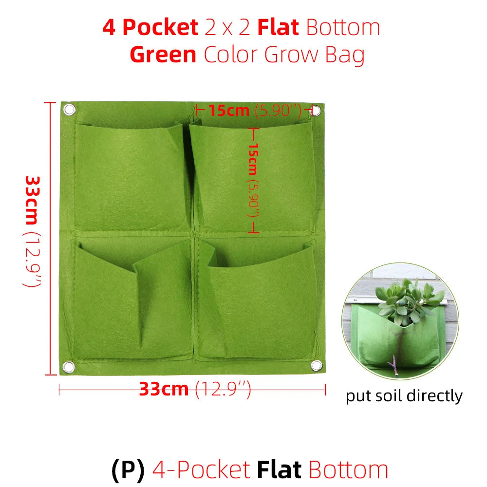 1-6 Pockets Green Grow Bags Vertical Cross Wall Hanging Planting Bags Planter Garden Vegetables Living Garden Bag Home Supplies