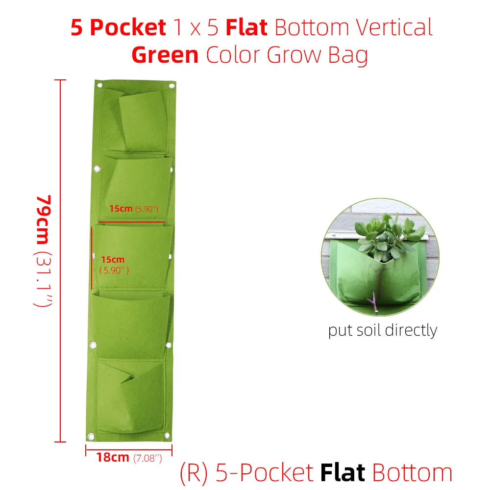 1-6 Pockets Green Grow Bags Vertical Cross Wall Hanging Planting Bags Planter Garden Vegetables Living Garden Bag Home Supplies
