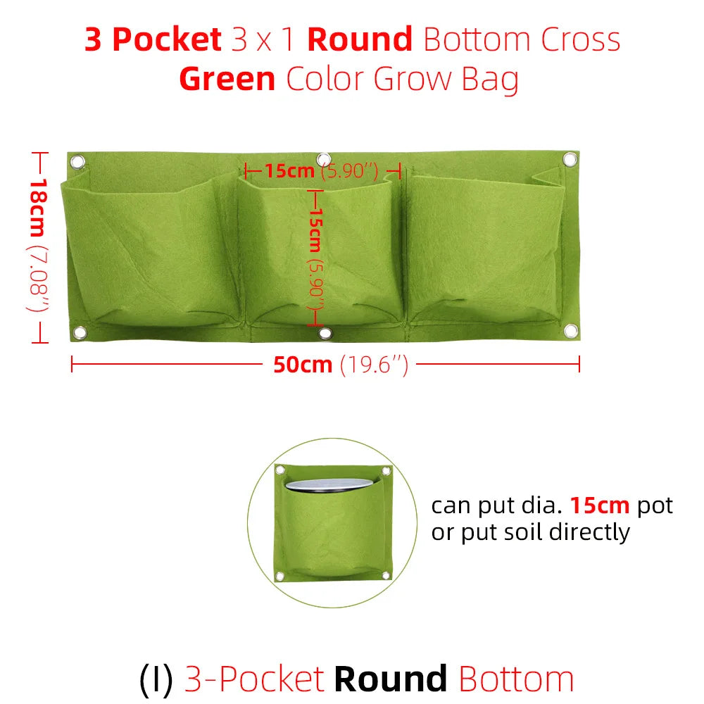 1-6 Pockets Green Grow Bags Vertical Cross Wall Hanging Planting Bags Planter Garden Vegetables Living Garden Bag Home Supplies