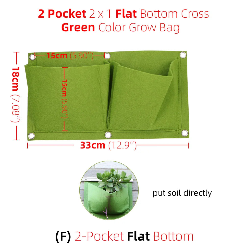 1-6 Pockets Green Grow Bags Vertical Cross Wall Hanging Planting Bags Planter Garden Vegetables Living Garden Bag Home Supplies