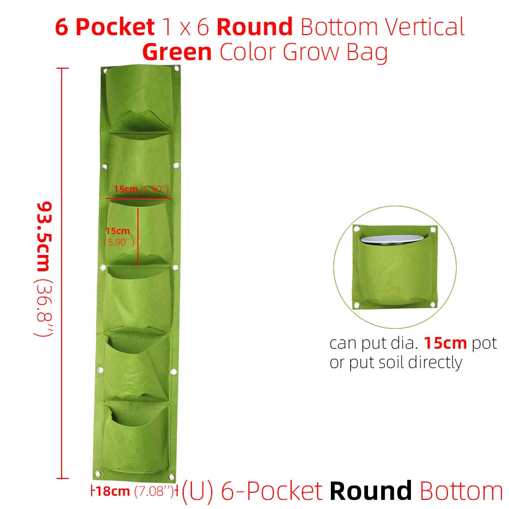 1-6 Pockets Green Grow Bags Vertical Cross Wall Hanging Planting Bags Planter Garden Vegetables Living Garden Bag Home Supplies