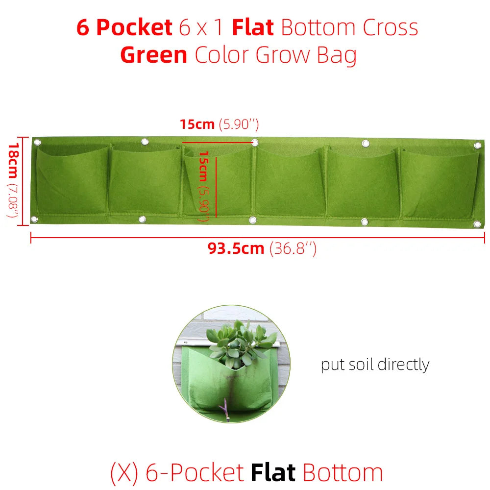1-6 Pockets Green Grow Bags Vertical Cross Wall Hanging Planting Bags Planter Garden Vegetables Living Garden Bag Home Supplies