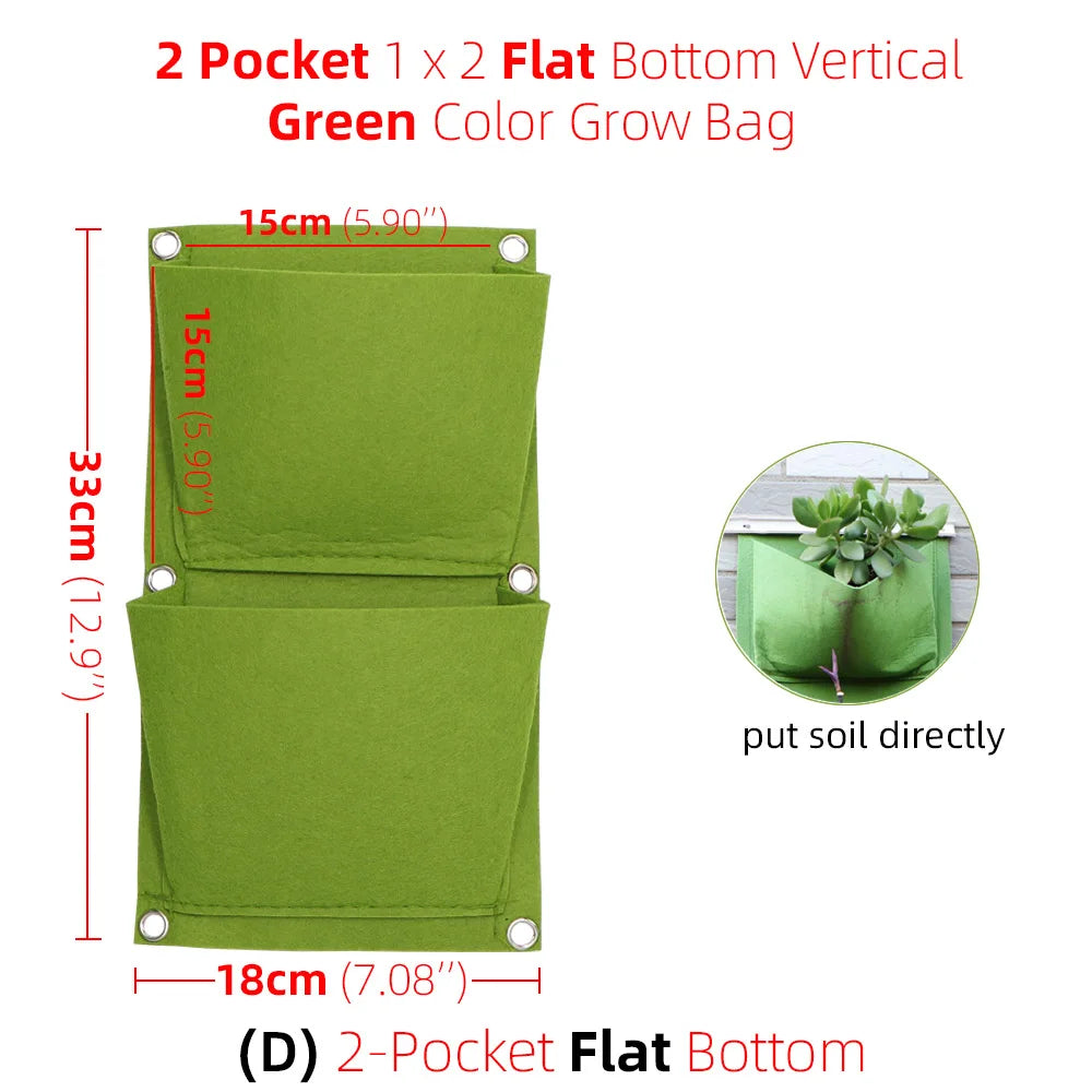 1-6 Pockets Green Grow Bags Vertical Cross Wall Hanging Planting Bags Planter Garden Vegetables Living Garden Bag Home Supplies