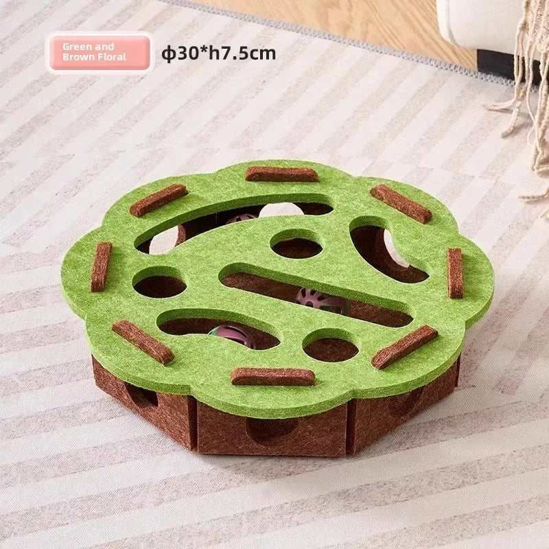 Cat Puzzle Toy – Felt Puzzle Box with Ball for Indoor Cats
