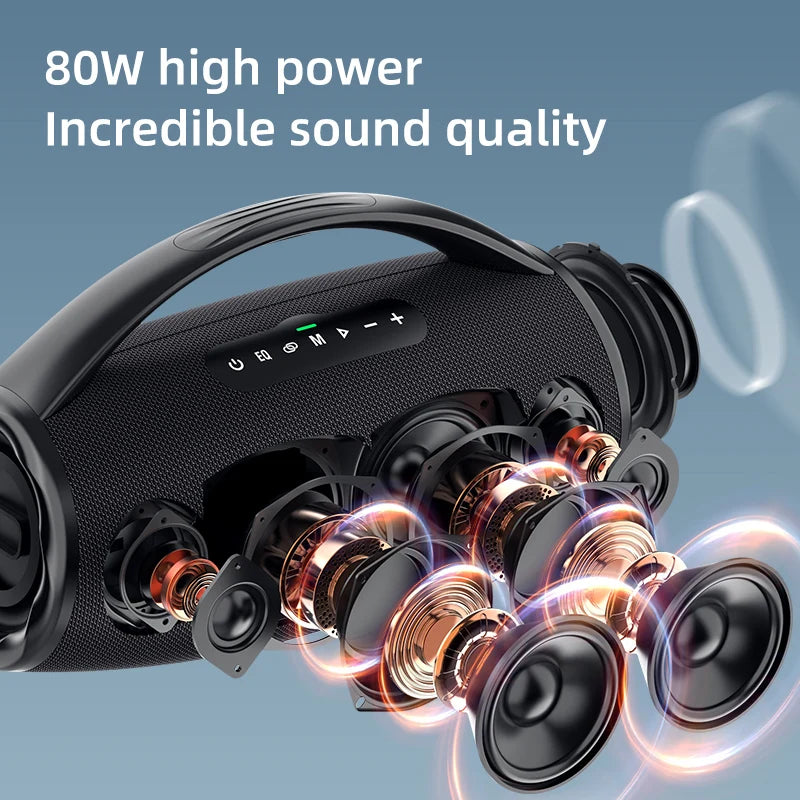 Zealot-S97 80W high power bluetooth speaker portable RGB colorful light waterproof wireless subwoofer 360 stereo surround TWS FM