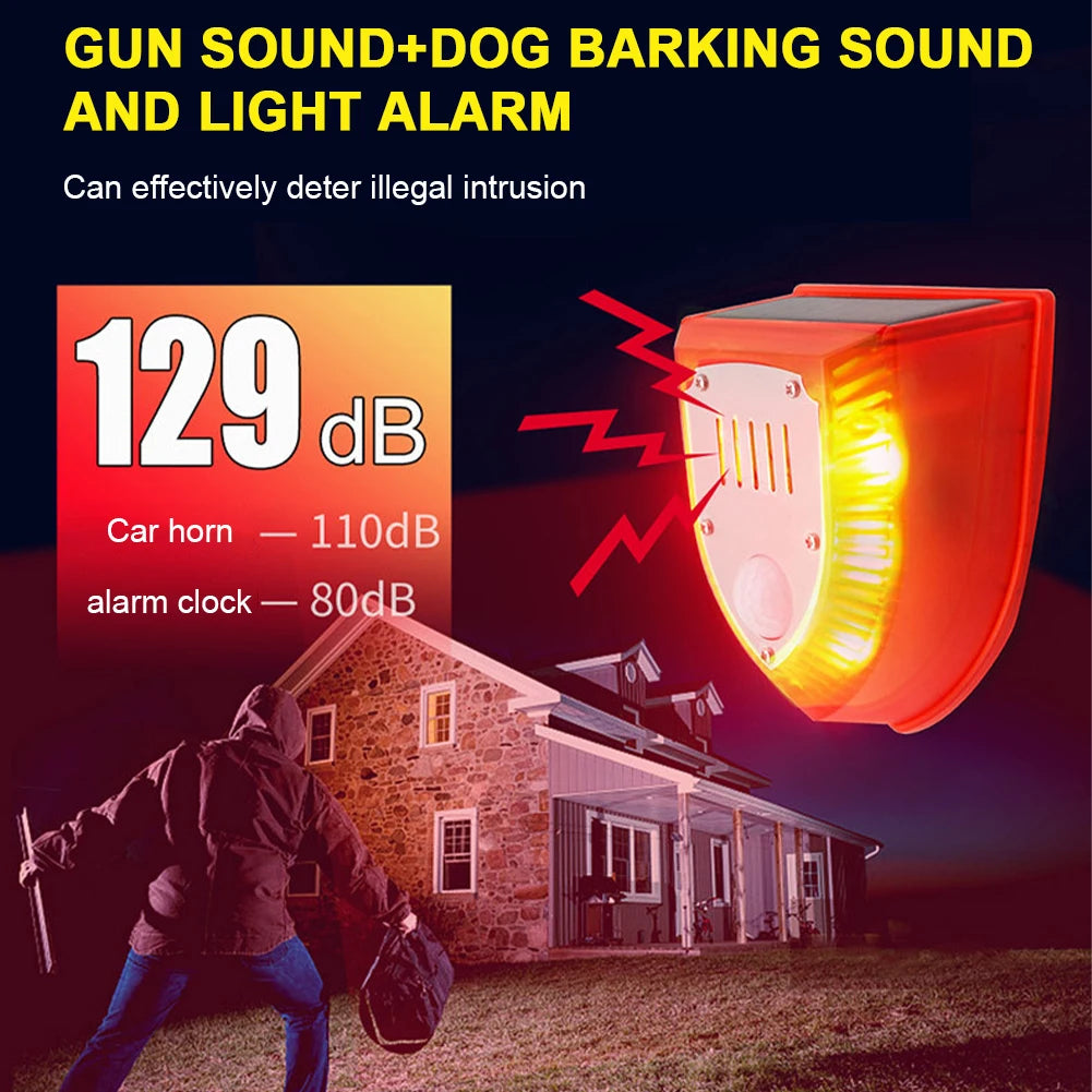 Solar Alarm Animal Repellent Anti-wild Boar Drive Professional Alarmanti-theft Flashing Remote Control Siren Sensor Alarm Light