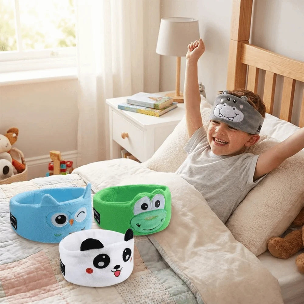 Soft Plush Bluetooth Headphones Eye Mask Elastic Eye Mask Thin Speakers Children's Sleep Earphones Volume Limited