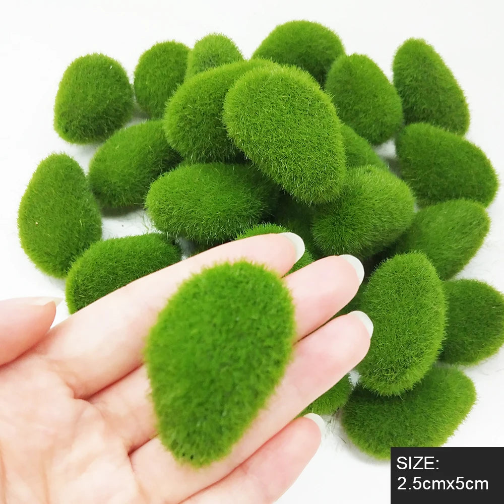 30pcs Green For Garden and Crafting Fake Stone Simulation Plant DIY Decoration Creative Crafts Artificial Moss Rocks 30pcs