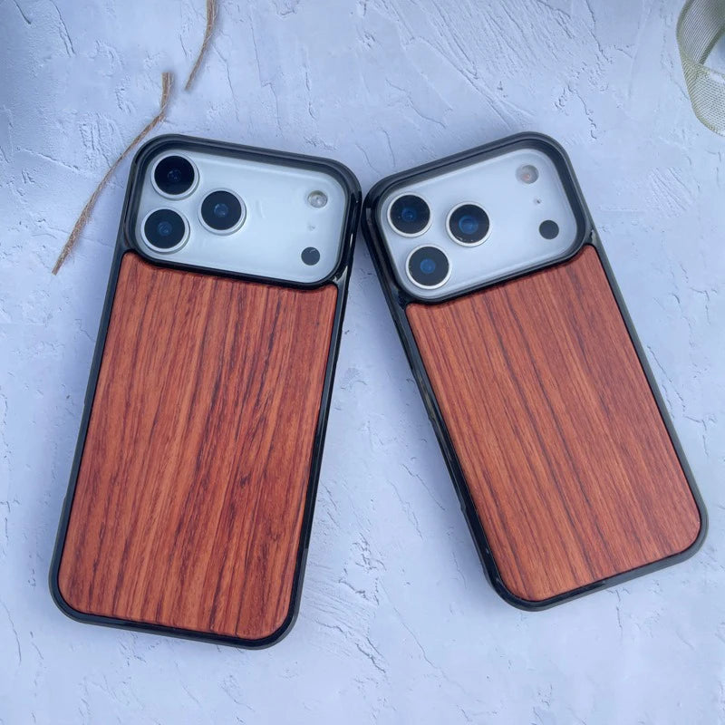 Wood Case for iPhone 17 Pro Max 17 Air 17Pro Bamboo Walnut Cover Soft Bumper Real Wooden Back Shockproof Anti-slip Shell Fundas
