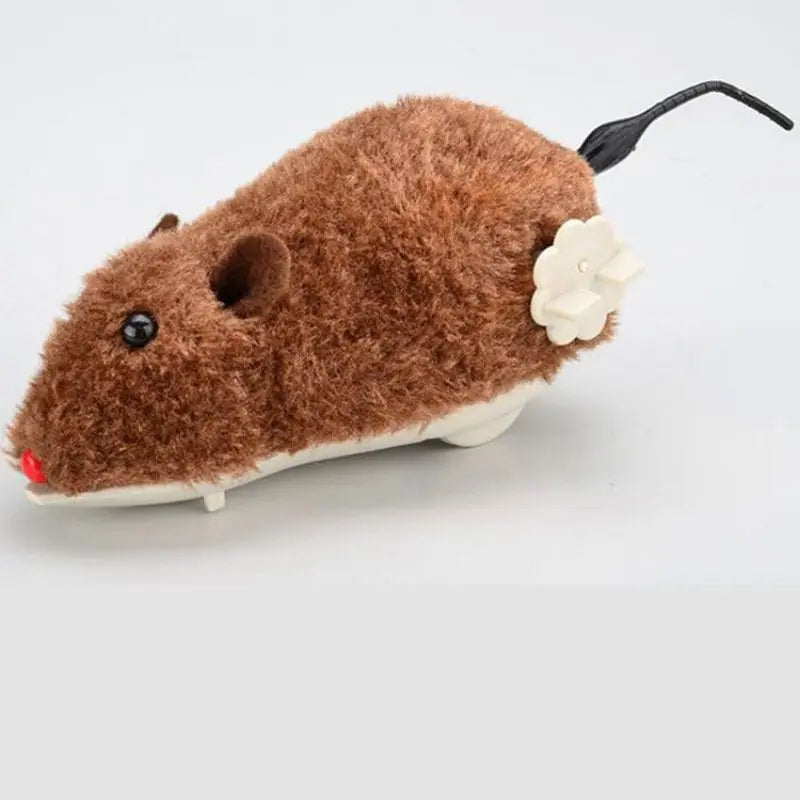 Lifelike Wind-Up Plush Mouse Cat Toy – Interactive Running Rat for Cats & Dogs