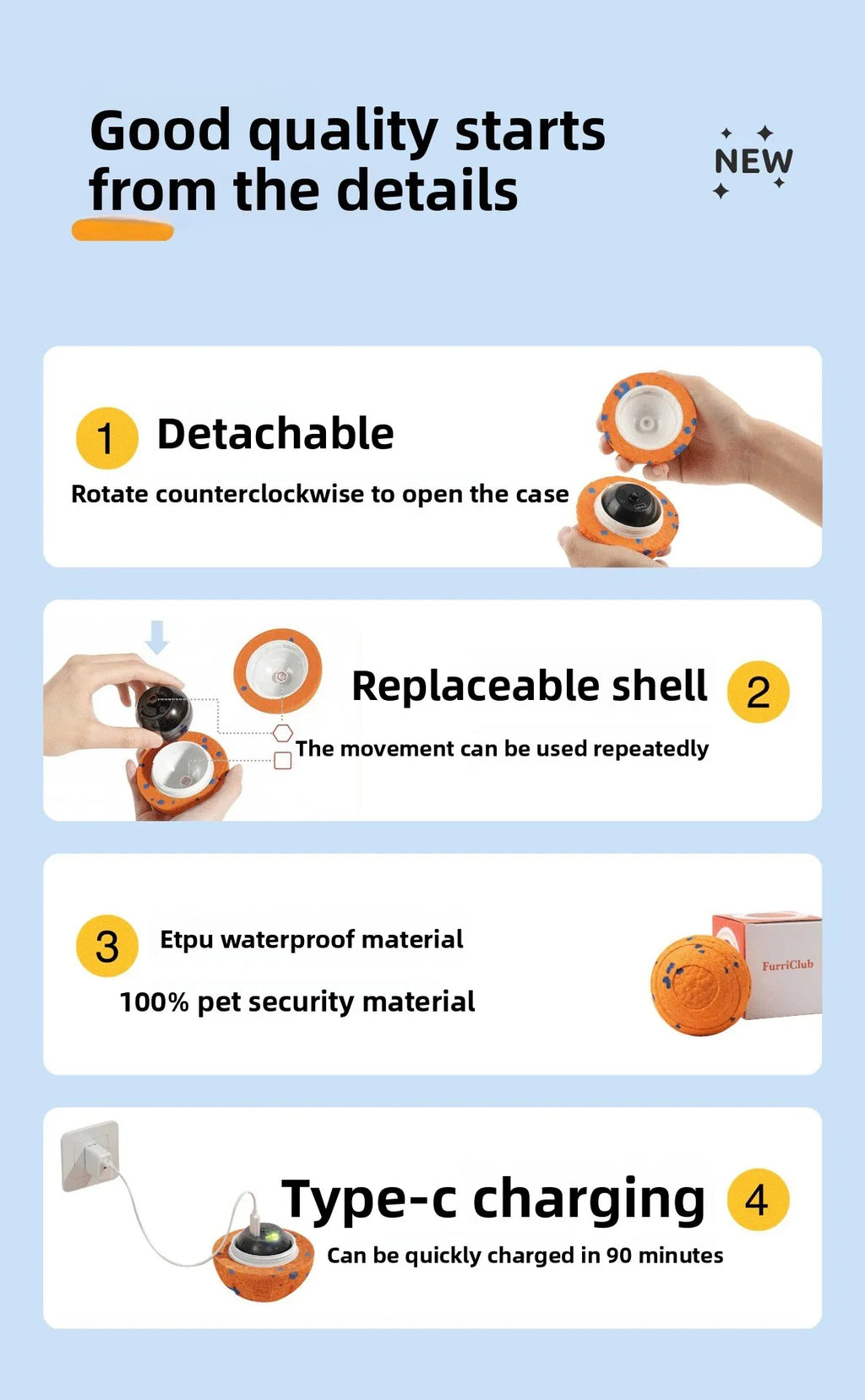 ETPU Electric Dog Toy Ball – Bite-Resistant, Self-Moving & Food-Grade
