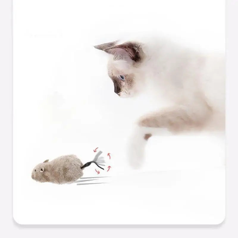 Lifelike Wind-Up Plush Mouse Cat Toy – Interactive Running Rat for Cats & Dogs