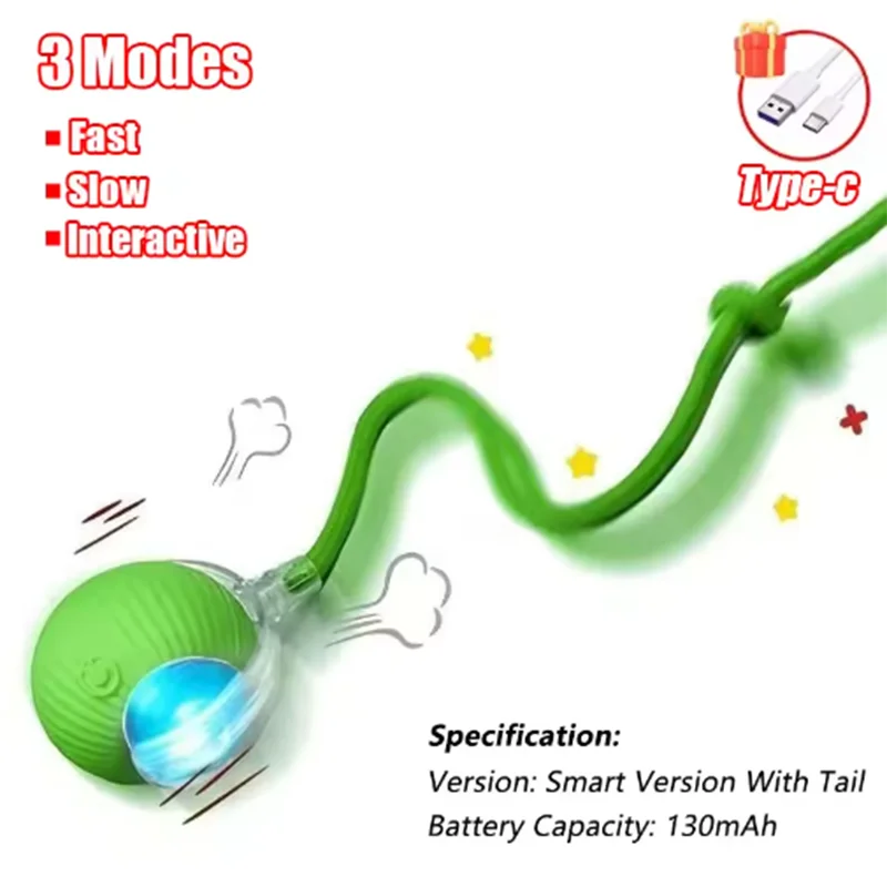 Interactive Smart Cat Toy Ball – USB Rechargeable, Auto Rolling with Sound & Flash