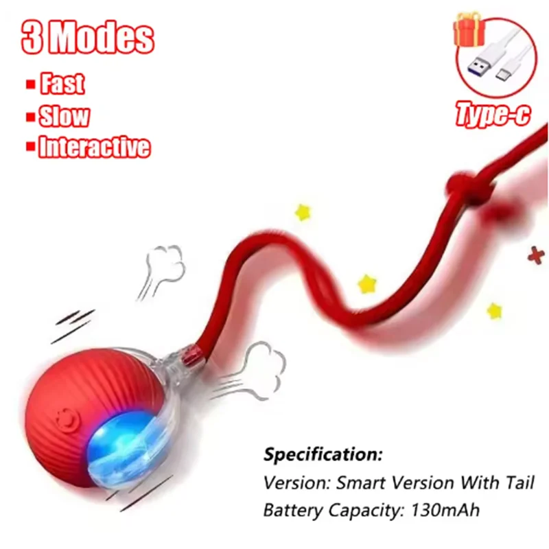 Interactive Smart Cat Toy Ball – USB Rechargeable, Auto Rolling with Sound & Flash