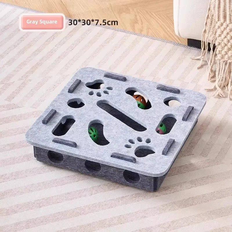 Cat Puzzle Toy – Felt Puzzle Box with Ball for Indoor Cats