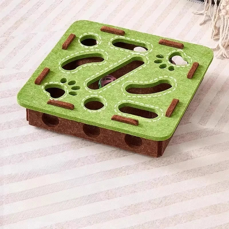 Cat Puzzle Toy – Felt Puzzle Box with Ball for Indoor Cats
