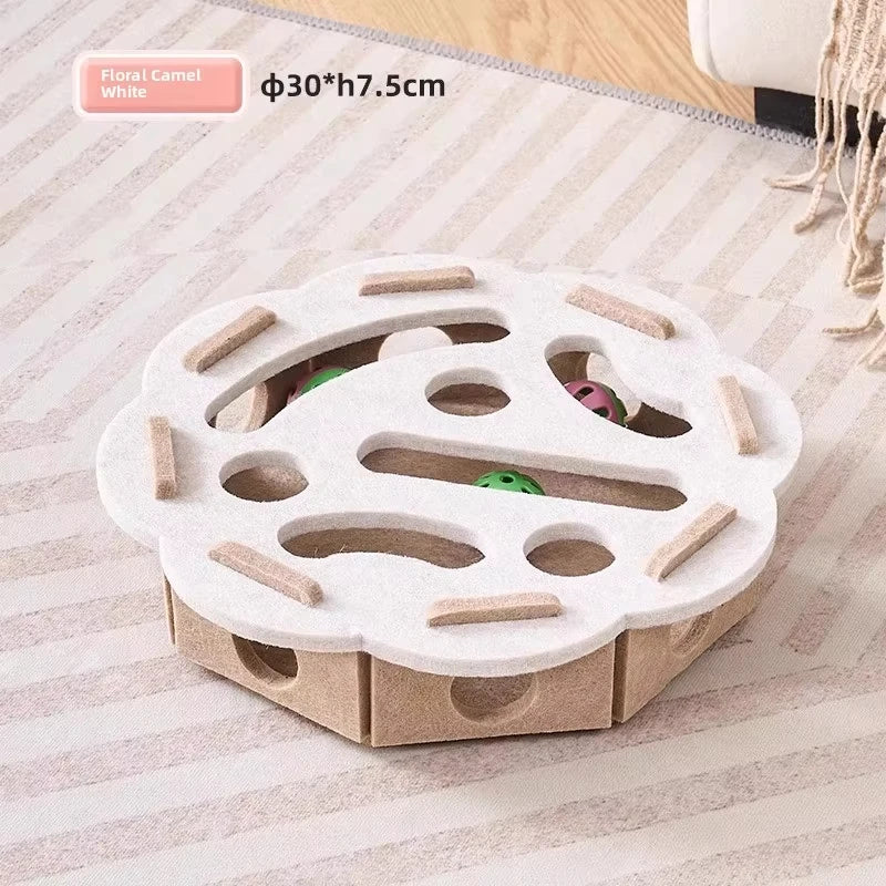 Cat Puzzle Toy – Felt Puzzle Box with Ball for Indoor Cats