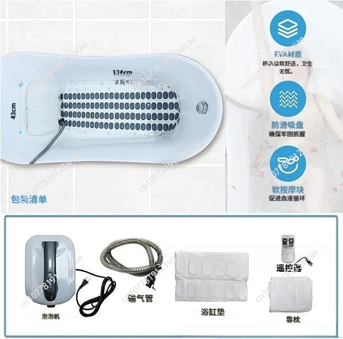 Electric Surf Bubble SPA Full Body Bubble Massage Spa Machine, Non-slip Bath Mat Wireless Remote Control Bubble Bath