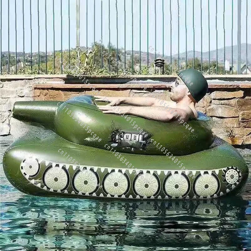 Inflatable Tank Floating Swimming Ring, Water, Inflatable Armored Vehicle Mount, Inflatable Seat with Water Gun