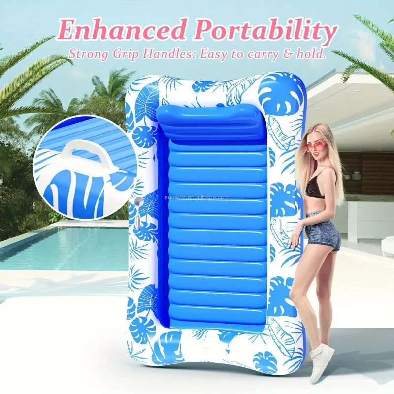 Portable PVC Inflatable Air Mattress Large Floating Pool Lounger Tanning Party Swim Ring For Adults Children Outdoor Summer
