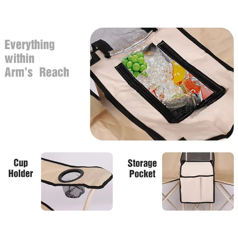 Outdoor Camping Folding Chair with Sunshade Fishing Beach Director Chair Double Seat