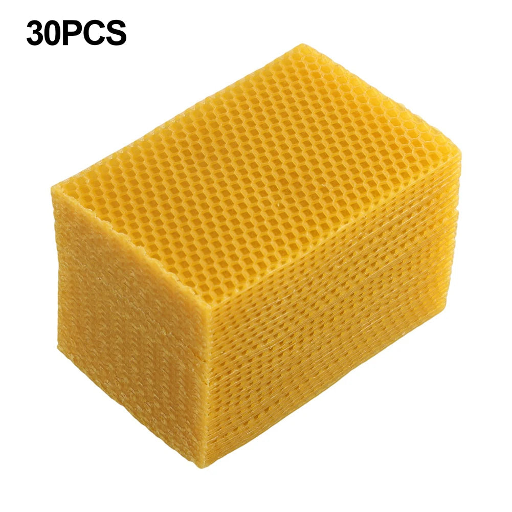 30Pcs Natural Beeswax Sheets Beehive Foundation 9×13.2cm Beeswax Hand-rolled Beeswax Candles Beekeeping-Supplies Yellow
