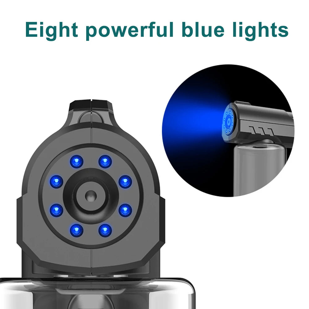 USB Rechargeable Nano Spray Atomizer 8 Blue Light Sterilization 280ml 1500mAh Portable Mist Sprayer Adjustable Flow Low Temp Fogger for Home Salon Garden Odor Removal