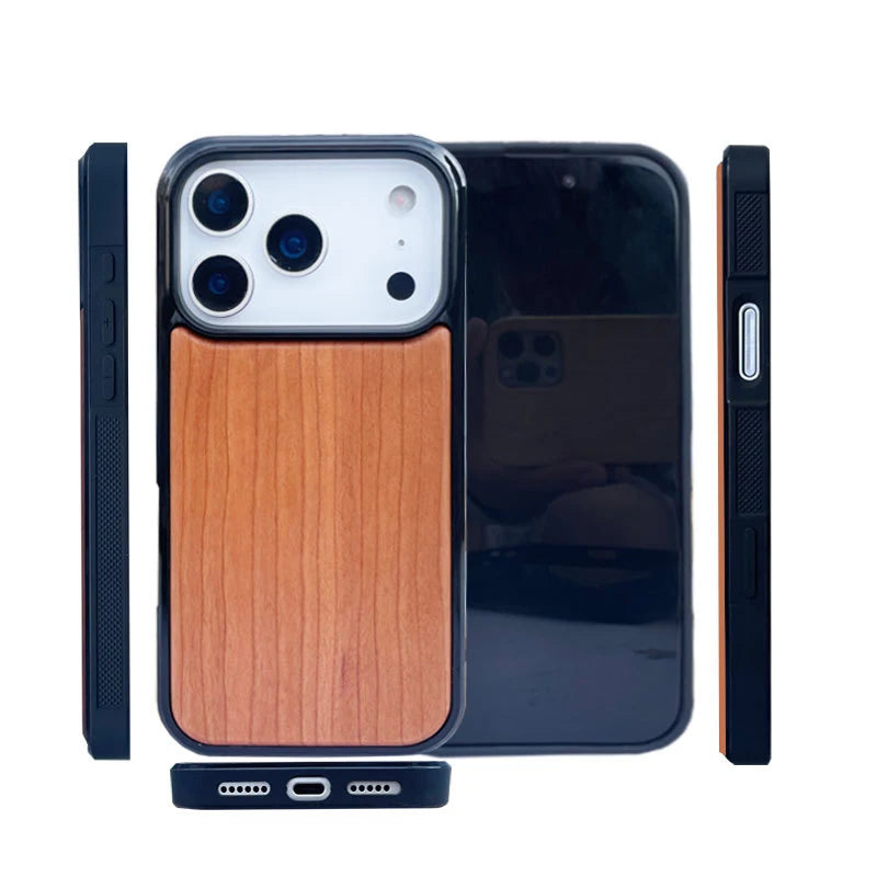 Wood Case for iPhone 17 Pro Max 17 Air 17Pro Bamboo Walnut Cover Soft Bumper Real Wooden Back Shockproof Anti-slip Shell Fundas