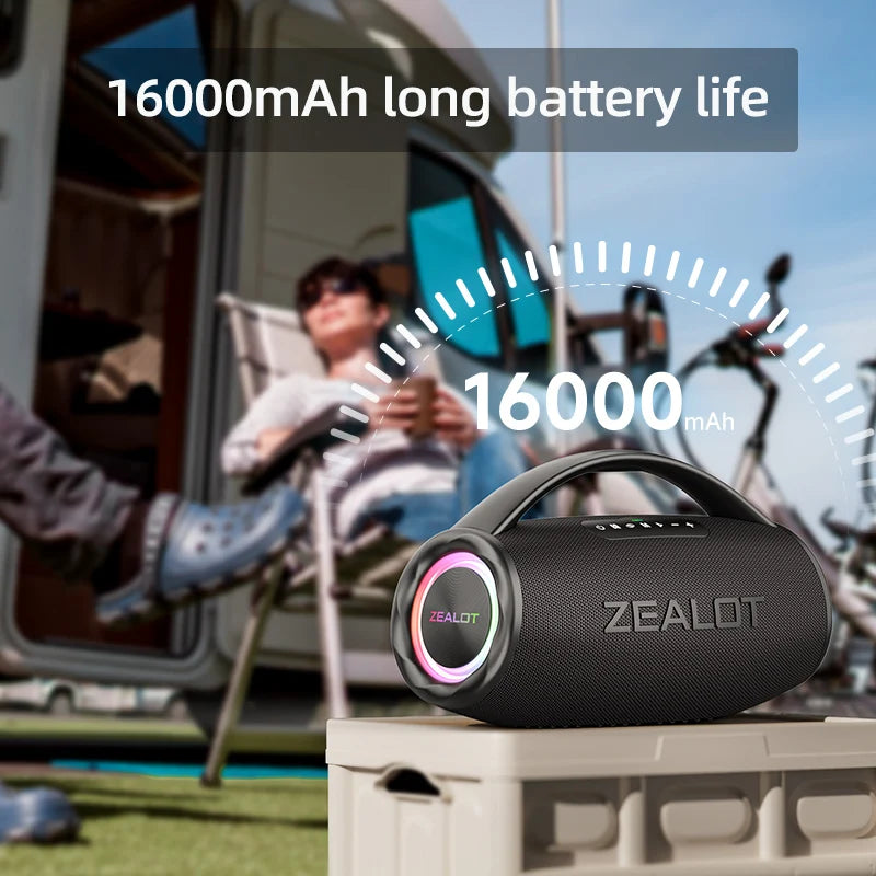 Zealot-S97 80W high power bluetooth speaker portable RGB colorful light waterproof wireless subwoofer 360 stereo surround TWS FM