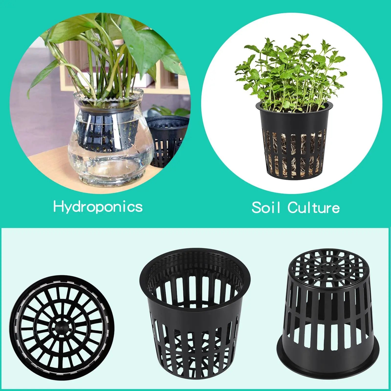 10PCS 3 Inch Hydroponics Cups Slotted Mesh Wide Lip Filter Plant Net Pot Bucket Basket Vegetable Garden Grown Netted Baskets